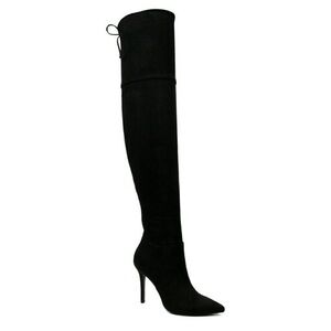 BLACK OVER KNEE HIGH HEEL BOOTS
